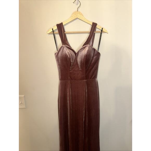 Sorella Vita Formal Velvet Maxi Dress Off The Shoulder New Size 6 Mauve Pink - Picture 3 of 9